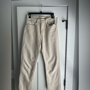 Cream Straight-Leg Jeans